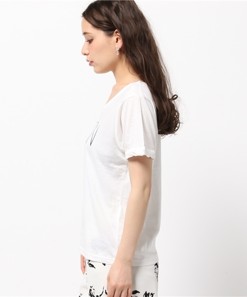 31 Sons de mode（トランテアン　ソン　ドゥ　モード）の「ＶネックロゴＴシャツ（Tシャツ/カットソー・レディース・ライトグレー/ネイビー/オフホワイト・36）」の5枚目の写真