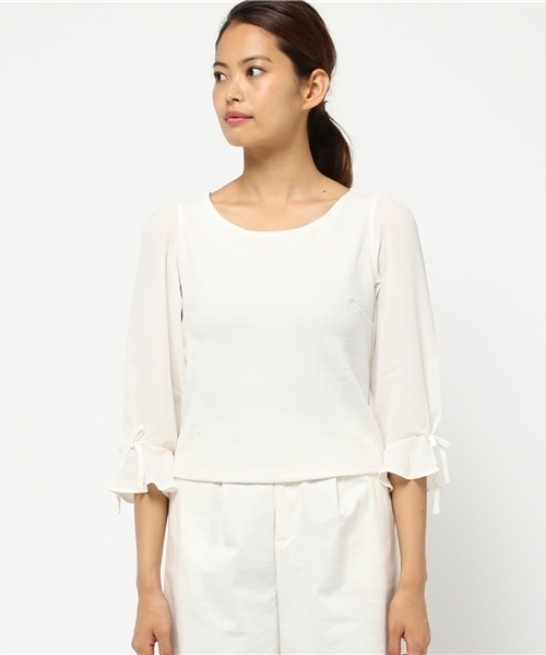 PROPORTION BODY DRESSING（プロポーションボディドレッシング）の「デザインスリーブカットソー（Tシャツ/カットソー・レディース・ホワイト/ブラック/ピンク・FREE）」の4枚目の写真