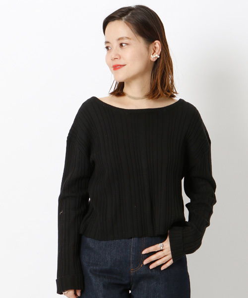 mystic（ミスティック）の「ランダムリブ2WAYカーデ（ニット/セーター・レディース・ミント/ベビーピンク/アイボリー/ブラック/ピンク・ﾌﾘ-）」の3枚目の写真