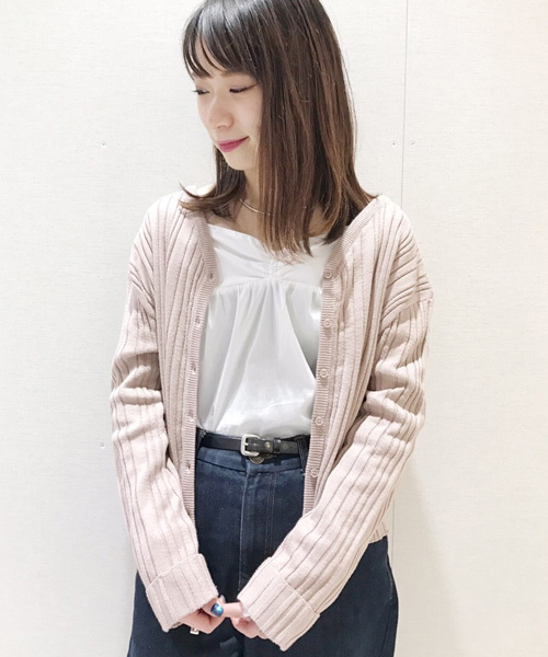 mystic（ミスティック）の「ランダムリブ2WAYカーデ（ニット/セーター・レディース・ミント/ベビーピンク/アイボリー/ブラック/ピンク・ﾌﾘ-）」の20枚目の写真