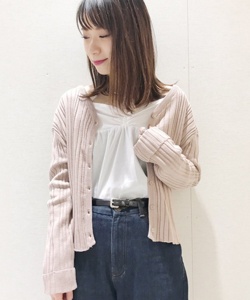 mystic（ミスティック）の「ランダムリブ2WAYカーデ（ニット/セーター・レディース・ミント/ベビーピンク/アイボリー/ブラック/ピンク・ﾌﾘ-）」の21枚目の写真