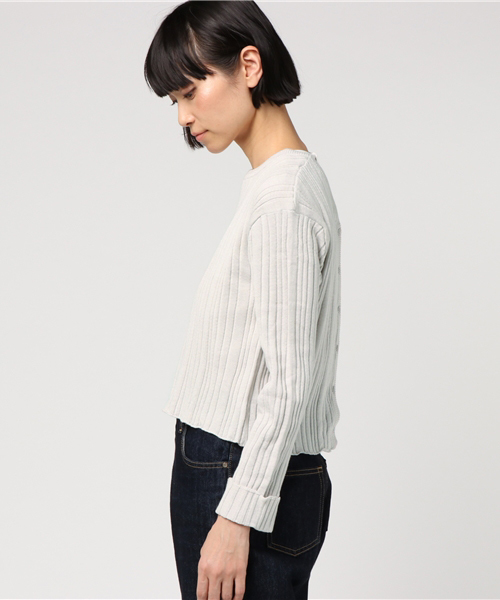 mystic（ミスティック）の「ランダムリブ2WAYカーデ（ニット/セーター・レディース・ミント/ベビーピンク/アイボリー/ブラック/ピンク・ﾌﾘ-）」の7枚目の写真