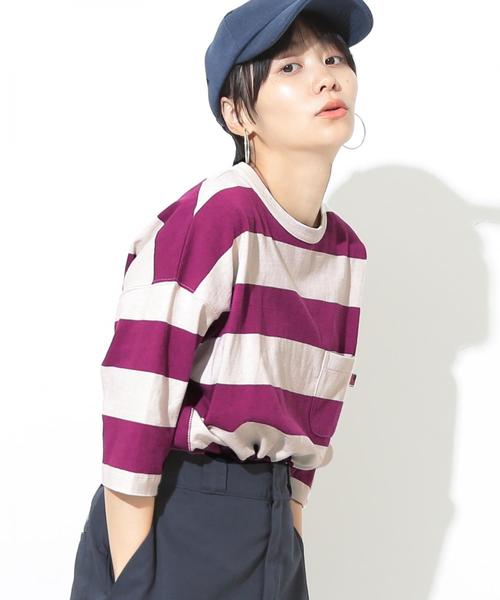 coen(コーエン)の「【新色登場・大人気・追加生産】USAコットンワイドボーダーカットソー(Tシャツ/カットソー・レディース・ブラック/ベージュ/ブラウン/ネイビー/イエロー/ダークグリーン/パープル/ナチュラル・LARGE/MEDIUM)」の1枚目の写真