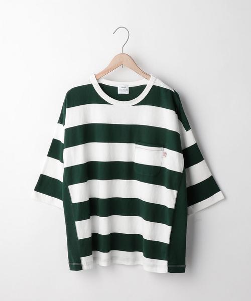 coen(コーエン)の「【新色登場・大人気・追加生産】USAコットンワイドボーダーカットソー(Tシャツ/カットソー・レディース・ブラック/ベージュ/ブラウン/ネイビー/イエロー/ダークグリーン/パープル/ナチュラル・LARGE/MEDIUM)」の9枚目の写真