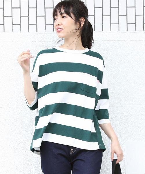 coen(コーエン)の「【新色登場・大人気・追加生産】USAコットンワイドボーダーカットソー(Tシャツ/カットソー・レディース・ブラック/ベージュ/ブラウン/ネイビー/イエロー/ダークグリーン/パープル/ナチュラル・LARGE/MEDIUM)」の10枚目の写真