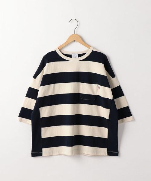 coen(コーエン)の「【新色登場・大人気・追加生産】USAコットンワイドボーダーカットソー(Tシャツ/カットソー・レディース・ブラック/ベージュ/ブラウン/ネイビー/イエロー/ダークグリーン/パープル/ナチュラル・LARGE/MEDIUM)」の12枚目の写真