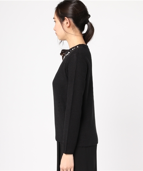 VENCEEXCHANGE（ヴァンスエクスチェンジ）の「ビジュー付きニットプルオーバー（ニット/セーター・レディース・オフホワイト/ブラック/パープル/グレー・MEDIUM）」の9枚目の写真