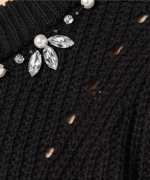 VENCEEXCHANGE（ヴァンスエクスチェンジ）の「ビジュー付きニットプルオーバー（ニット/セーター・レディース・オフホワイト/ブラック/パープル/グレー・MEDIUM）」の12枚目の写真