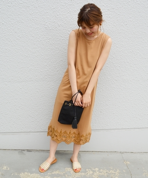 Khaju（カージュ）の「Khaju:エンブロイダリーヘムカットワンピース  