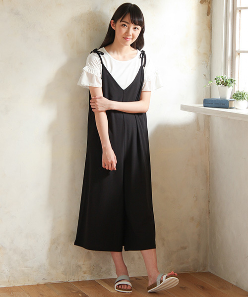 Honeys（ハニーズ）の「肩リボンオールインワン（つなぎ/オールインワン・レディース・ブラック/ネイビー・L/M）」の10枚目の写真