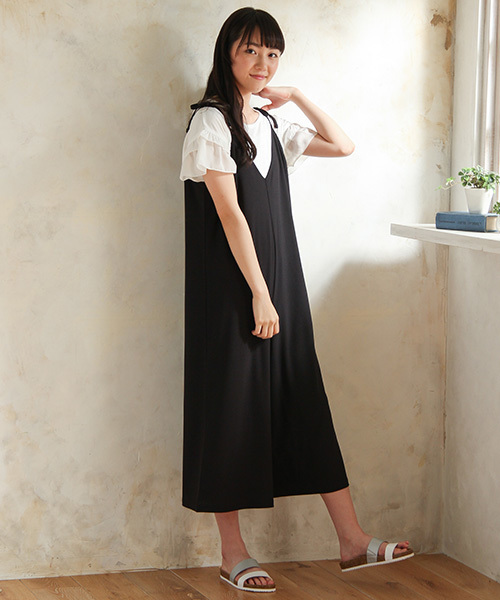 Honeys（ハニーズ）の「肩リボンオールインワン（つなぎ/オールインワン・レディース・ブラック/ネイビー・L/M）」の11枚目の写真