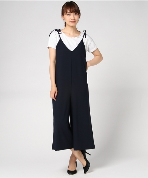 Honeys（ハニーズ）の「肩リボンオールインワン（つなぎ/オールインワン・レディース・ブラック/ネイビー・L/M）」の2枚目の写真