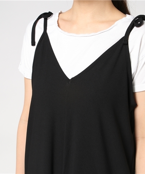 Honeys（ハニーズ）の「肩リボンオールインワン（つなぎ/オールインワン・レディース・ブラック/ネイビー・L/M）」の6枚目の写真