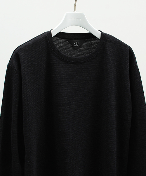 wjk black（ﾀﾞﾌﾞﾙｼﾞｪｲｹｲﾌﾞﾗｯｸ）の「【wjk black】≪STUDIOUS限定≫ストレッチフライスレイヤードロンT（Tシャツ/カットソー・メンズ・ブラック/グレー/ホワイト・1/3/2）」の10枚目の写真