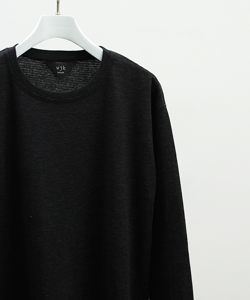 wjk black（ﾀﾞﾌﾞﾙｼﾞｪｲｹｲﾌﾞﾗｯｸ）の「【wjk black】≪STUDIOUS限定≫ストレッチフライスレイヤードロンT（Tシャツ/カットソー・メンズ・ブラック/グレー/ホワイト・1/3/2）」の12枚目の写真