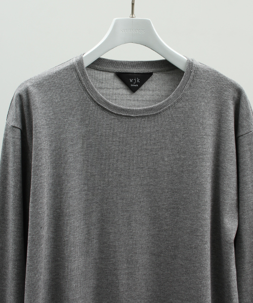 wjk black（ﾀﾞﾌﾞﾙｼﾞｪｲｹｲﾌﾞﾗｯｸ）の「【wjk black】≪STUDIOUS限定≫ストレッチフライスレイヤードロンT（Tシャツ/カットソー・メンズ・ブラック/グレー/ホワイト・1/3/2）」の21枚目の写真