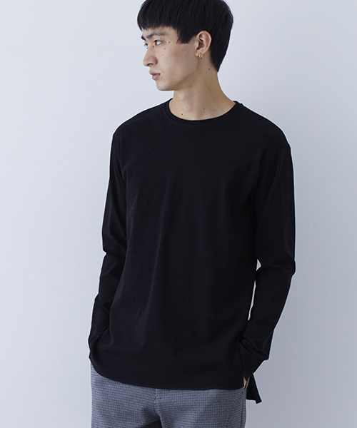 wjk black（ﾀﾞﾌﾞﾙｼﾞｪｲｹｲﾌﾞﾗｯｸ）の「【wjk black】≪STUDIOUS限定≫ストレッチフライスレイヤードロンT（Tシャツ/カットソー・メンズ・ブラック/グレー/ホワイト・1/3/2）」の6枚目の写真