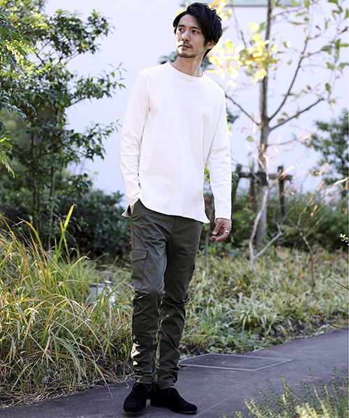 wjk black（ﾀﾞﾌﾞﾙｼﾞｪｲｹｲﾌﾞﾗｯｸ）の「【wjk black】≪STUDIOUS限定≫ストレッチフライスレイヤードロンT（Tシャツ/カットソー・メンズ・ブラック/グレー/ホワイト・1/3/2）」の4枚目の写真