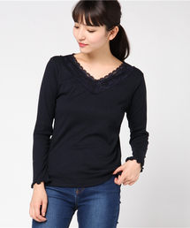 Honeys | レース付きテレコＴシャツ(Tシャツ/カットソー)