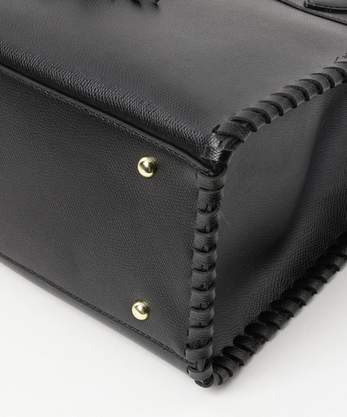 PASSE-DIX（パスディス）の「PASSE-DIX / パスディス　ダブルファスナーかがり2WAYミニトート（ショルダーバッグ・レディース・ブラック/グレイッシュベージュ・FREE）」の5枚目の写真