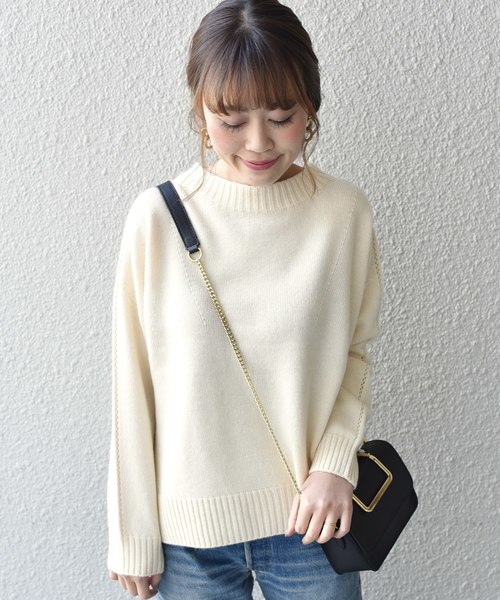 SHIPS（シップス）の「ハイネックプルオーバー（ニット/セーター・レディース・ナチュラル/ダークグレー/ピンク・ONE SIZE）」の3枚目の写真