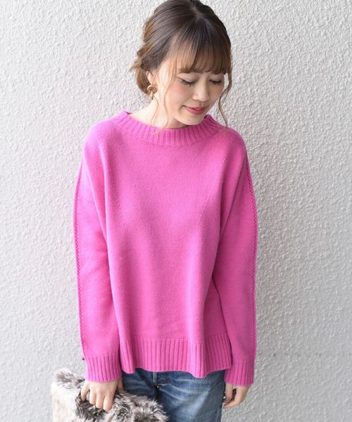 SHIPS（シップス）の「ハイネックプルオーバー（ニット/セーター・レディース・ナチュラル/ダークグレー/ピンク・ONE SIZE）」の2枚目の写真