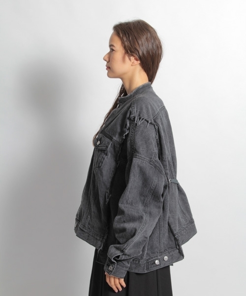 niko and...(ニコアンド)の「デニムリメイクリボンジャケット(デニムジャケット・レディース・ブラック/ブルー・FREE)」の10枚目の写真
