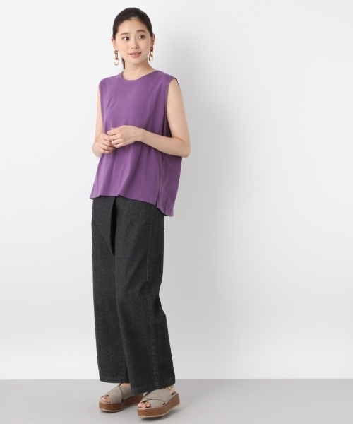 LEPSIM（レプシィム）の「キノウツキバックフレアノースリーブ　802575（タンクトップ・レディース・ブラック/パープル/オフホワイト・FREE）」の14枚目の写真