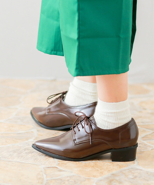 menue(メヌエ)の「レースアップ オックスフォード ポインテッドトゥ シューズ(ドレスシューズ・レディース・ホワイト/ブラック/ブラック系その他/ダークブラウン・M/L/LL/3L/SS/S)」の9枚目の写真