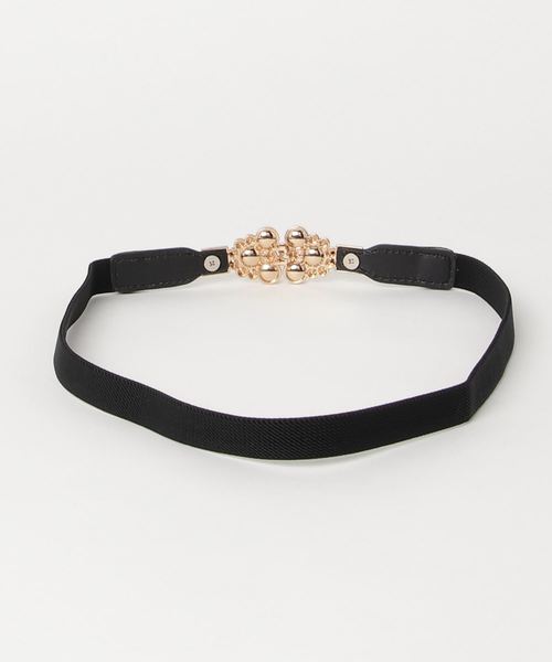 Cupid Heart（キューピッドハート）の「【Cupid Heart】結婚式ベルト♪パール＆ビジュー細ベルト（ベルト・レディース・ブラック・MEDIUM）」の2枚目の写真