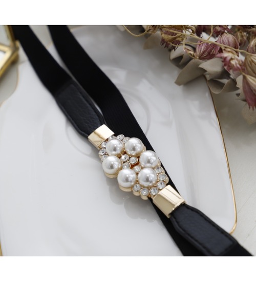 Cupid Heart（キューピッドハート）の「【Cupid Heart】結婚式ベルト♪パール＆ビジュー細ベルト（ベルト・レディース・ブラック・MEDIUM）」の13枚目の写真