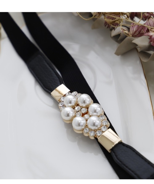 Cupid Heart（キューピッドハート）の「【Cupid Heart】結婚式ベルト♪パール＆ビジュー細ベルト（ベルト・レディース・ブラック・MEDIUM）」の14枚目の写真