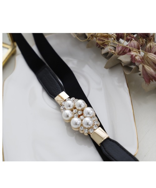 Cupid Heart（キューピッドハート）の「【Cupid Heart】結婚式ベルト♪パール＆ビジュー細ベルト（ベルト・レディース・ブラック・MEDIUM）」の15枚目の写真