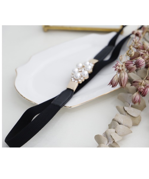 Cupid Heart（キューピッドハート）の「【Cupid Heart】結婚式ベルト♪パール＆ビジュー細ベルト（ベルト・レディース・ブラック・MEDIUM）」の16枚目の写真