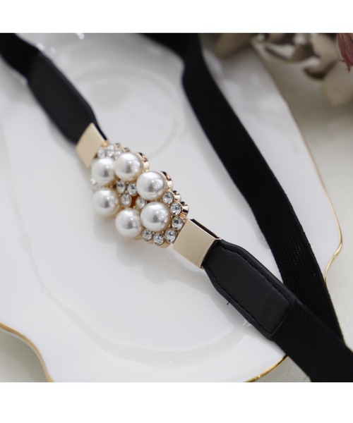 Cupid Heart（キューピッドハート）の「【Cupid Heart】結婚式ベルト♪パール＆ビジュー細ベルト（ベルト・レディース・ブラック・MEDIUM）」の10枚目の写真