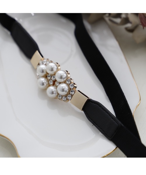 Cupid Heart（キューピッドハート）の「【Cupid Heart】結婚式ベルト♪パール＆ビジュー細ベルト（ベルト・レディース・ブラック・MEDIUM）」の11枚目の写真