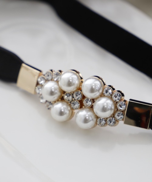 Cupid Heart（キューピッドハート）の「【Cupid Heart】結婚式ベルト♪パール＆ビジュー細ベルト（ベルト・レディース・ブラック・MEDIUM）」の12枚目の写真