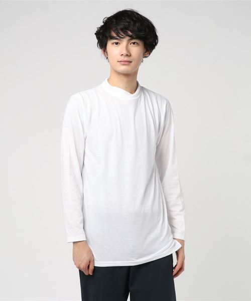 VENCEEXCHANGE（ヴァンスエクスチェンジ）の「ニットソーモックネックアンサンブル（Tシャツ/カットソー・メンズ・ホワイト/ブラック/ピンク・M/L）」の7枚目の写真