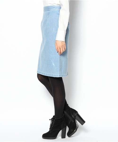 ELFORBR（エルフォーブル）の「デニムタイトスカート（デニムスカート・レディース・インディゴブルー/サックスブルー・36/38）」の3枚目の写真