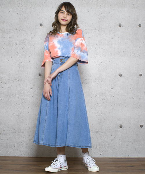 LUGG NAGG(ラグナグ)の「【Jewelobe/ ジュエローブ】デニムゴアードスカート(スカート・レディース・サックスブルー/ブルー・S/M)」の5枚目の写真