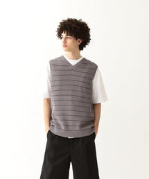 Steven Alan | ＜Steven Alan＞ GASS COTTON BORDER V-NECK KNIT VEST/ニットベスト(ベスト)