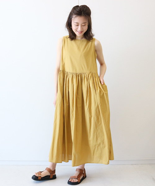 AMERICAN HOLIC（アメリカンホリック）の「ギャザーマキシワンピース（ワンピース・レディース・チャコールグレー/マスタード/その他5/ストライプ/ドット・FREE）」の12枚目の写真