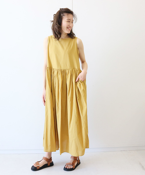 AMERICAN HOLIC（アメリカンホリック）の「ギャザーマキシワンピース（ワンピース・レディース・チャコールグレー/マスタード/その他5/ストライプ/ドット・FREE）」の7枚目の写真