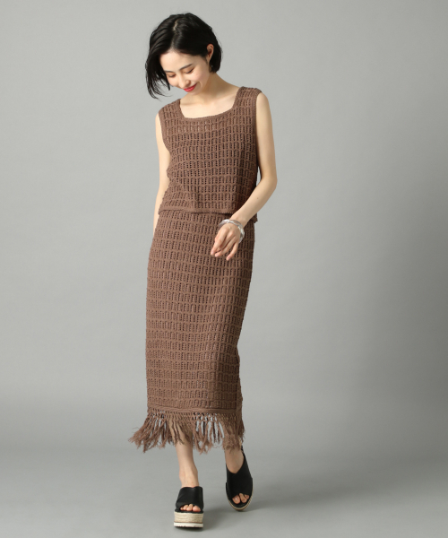 LOWRYS FARM(ローリーズファーム)の「スカシガラノースリーブ 838067(ニット/セーター・レディース・オフホワイト/ブラウン/ブラック・FREE)」の10枚目の写真