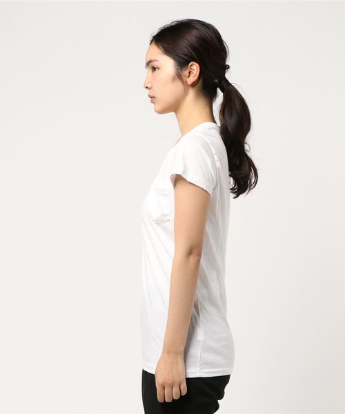 KOBE LETTUCE(コウベレタス)の「ポケット付きウォッシュ加工半袖Tシャツ(Tシャツ/カットソー・レディース・ブラック/パープル/オフホワイト/オリーブ/コーラルピンク・FREE)」の7枚目の写真