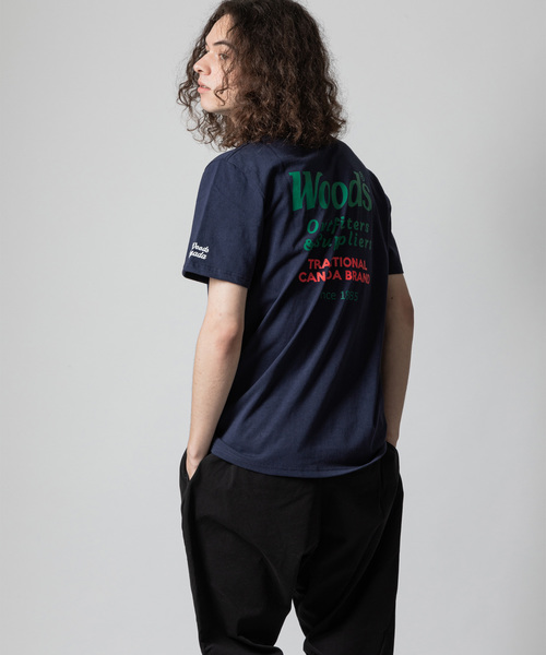 THE MORNING AFTER(ザ モーニング アフター)の「[ WOODS / ウッズ } ロゴ刺繍T(Tシャツ/カットソー・メンズ・ホワイト/ブラック/ネイビー・MEDIUM/LARGE/X-LARGE)」の4枚目の写真