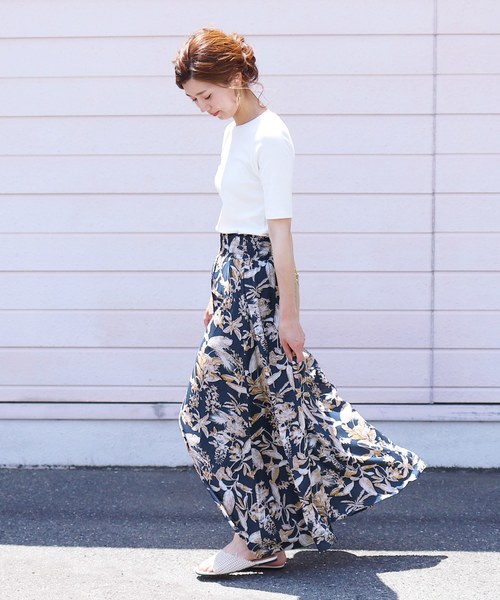 reca（レカ）の「総柄リゾートスカート（スカート・レディース・ネイビー/マスタード・FREE）」の9枚目の写真