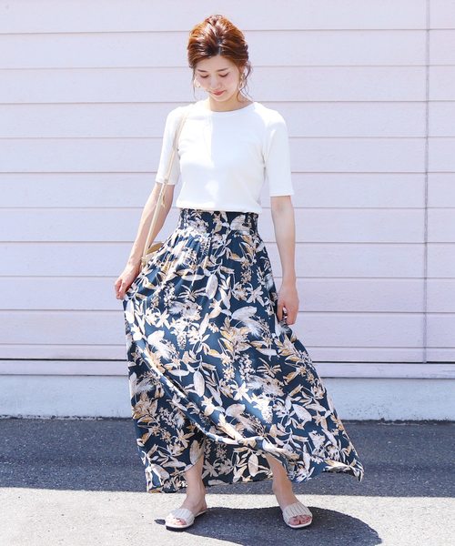 reca（レカ）の「総柄リゾートスカート（スカート・レディース・ネイビー/マスタード・FREE）」の5枚目の写真
