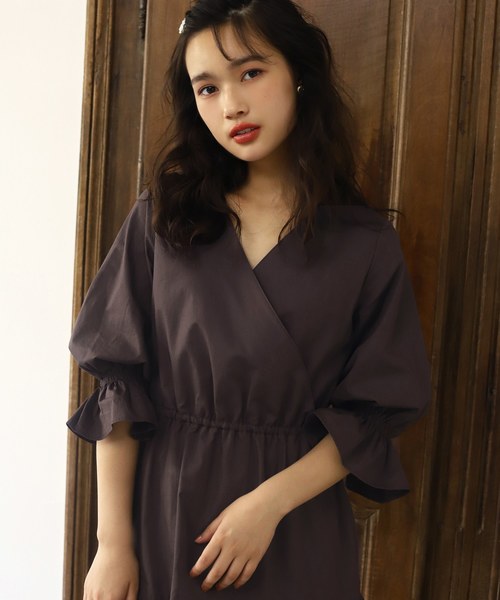one after another NICE CLAUP（ワンアフターアナザーナイスクラップ）の「カシュクールティアードロングワンピース（ワンピース・レディース・モカ/ブラウン系その他・FREE）」の5枚目の写真