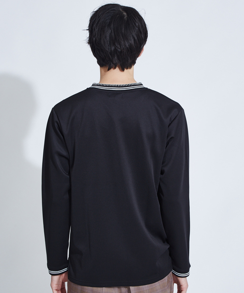 ABAHOUSE(アバハウス)の「【WEARISTA とっしーコラボ】ステッチ Vネック ロング Tシャツ(Tシャツ/カットソー・メンズ・ホワイト/ブラック・46/48/50)」の3枚目の写真